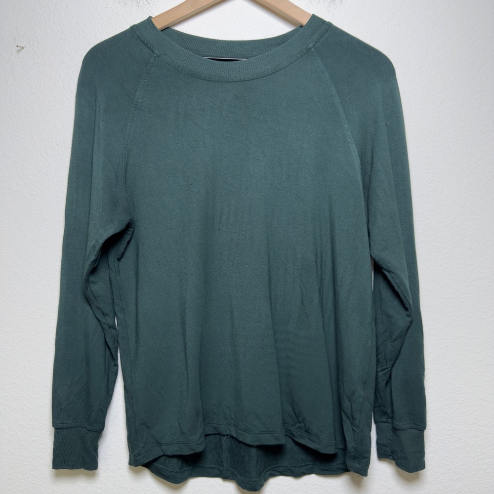 LAKE Women Pajama Top Small Green Modal Long Sleeve Raglan Sweatshirt Lounge